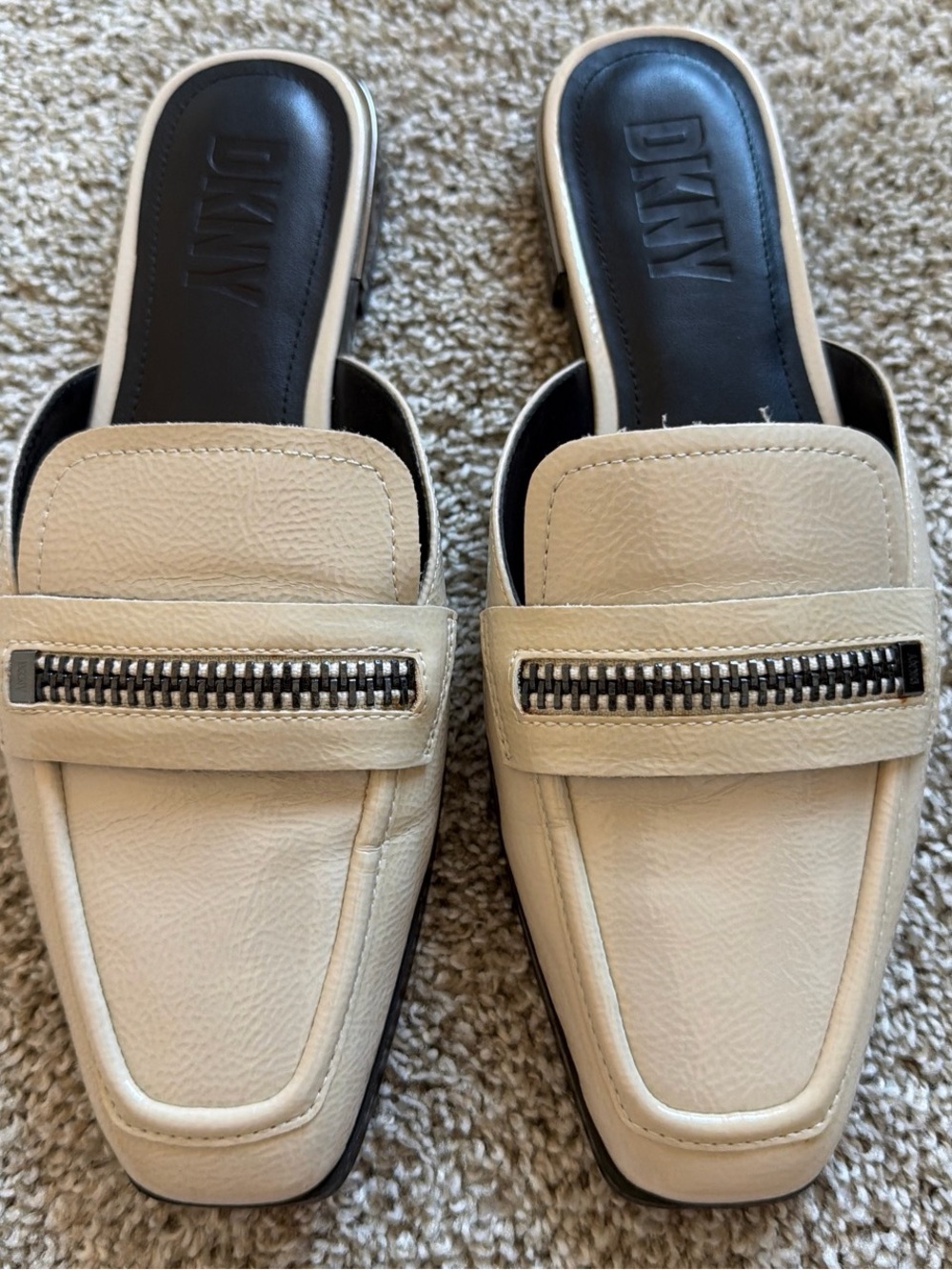 DKNY Cream Leather Slip-On Mules size 8